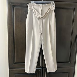 Topshop paper bag pleated trousers in pink blush colour